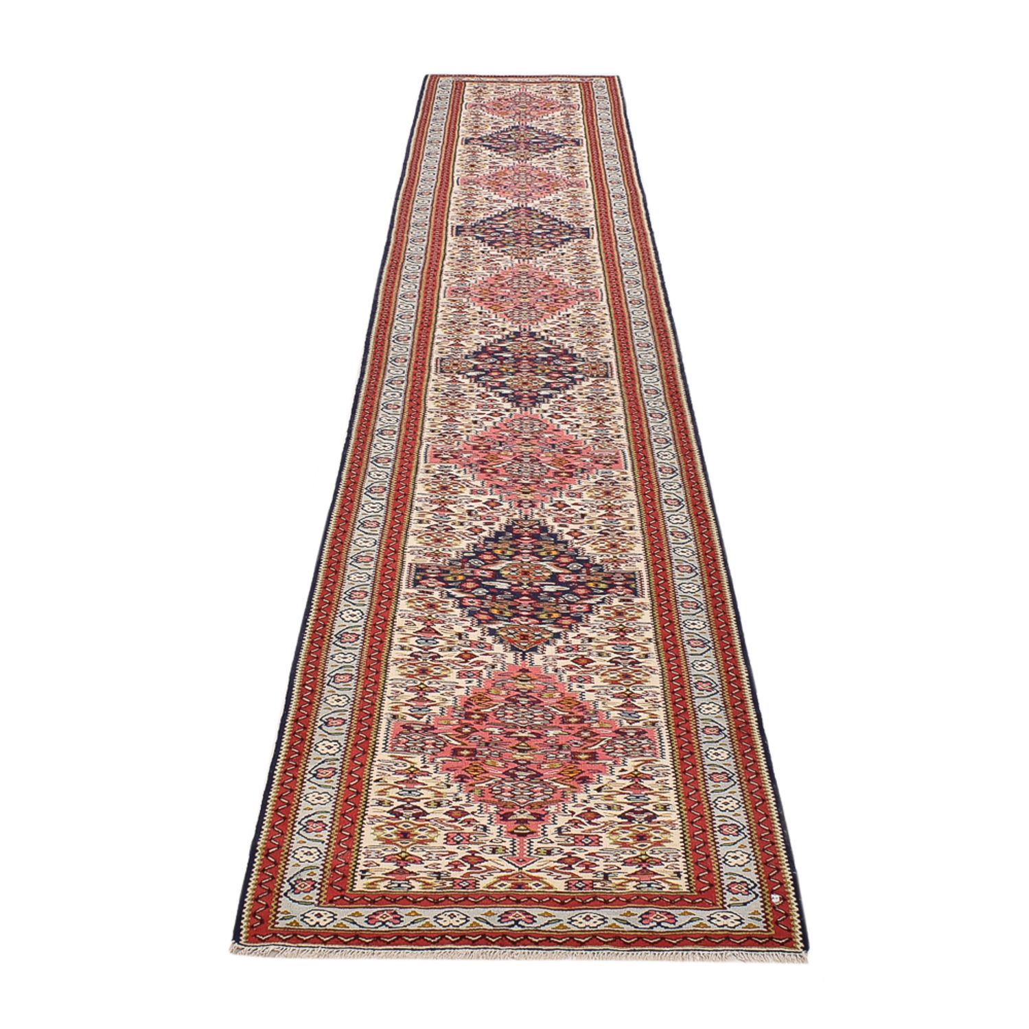 Biegacz Dywan Kelim - Orientalny - 437 x 81 cm - beżowy