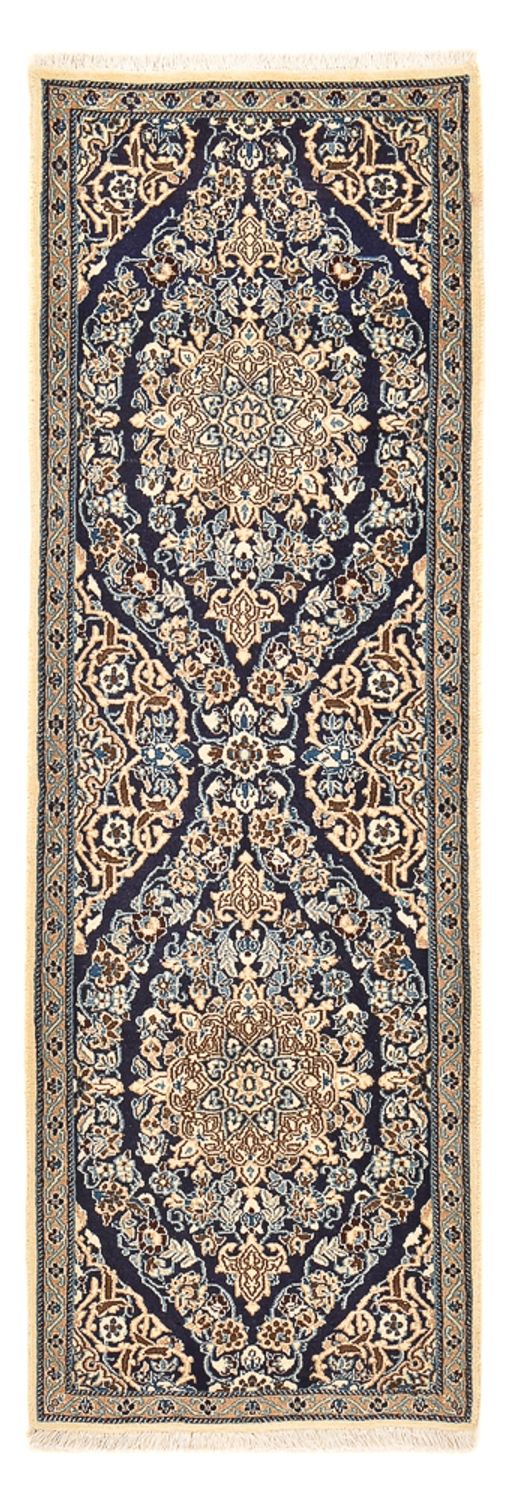 Tapis de couloir Tapis persan - Nain - Royal - 188 x 65 cm - bleu foncé