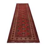 Runner Turkamanský koberec - 377 x 104 cm - tmavě červená