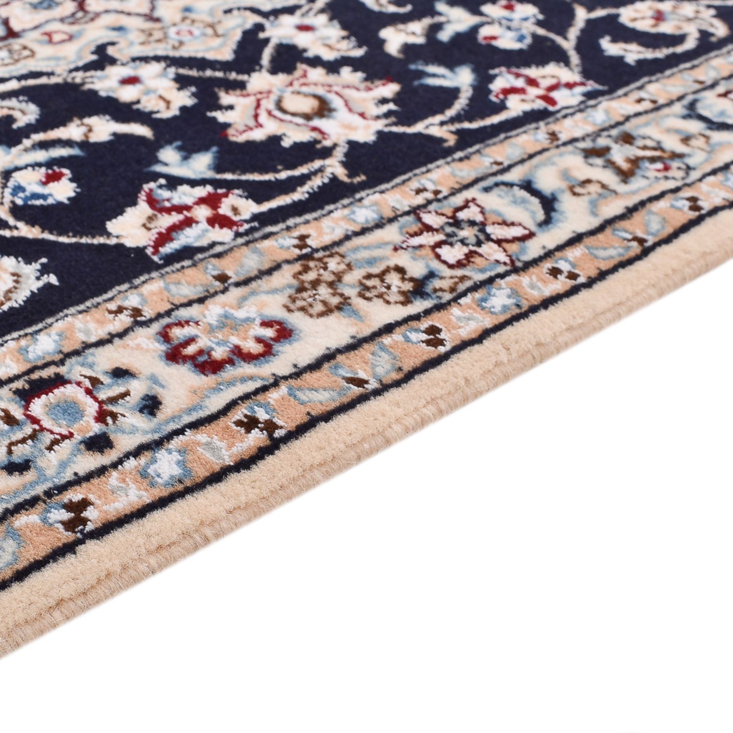 Tapis de couloir Tapis persan - Nain - Royal - 220 x 72 cm - bleu foncé