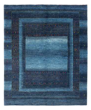 Tapete Gabbeh - Loribaft Persa - 216 x 183 cm - azul escuro