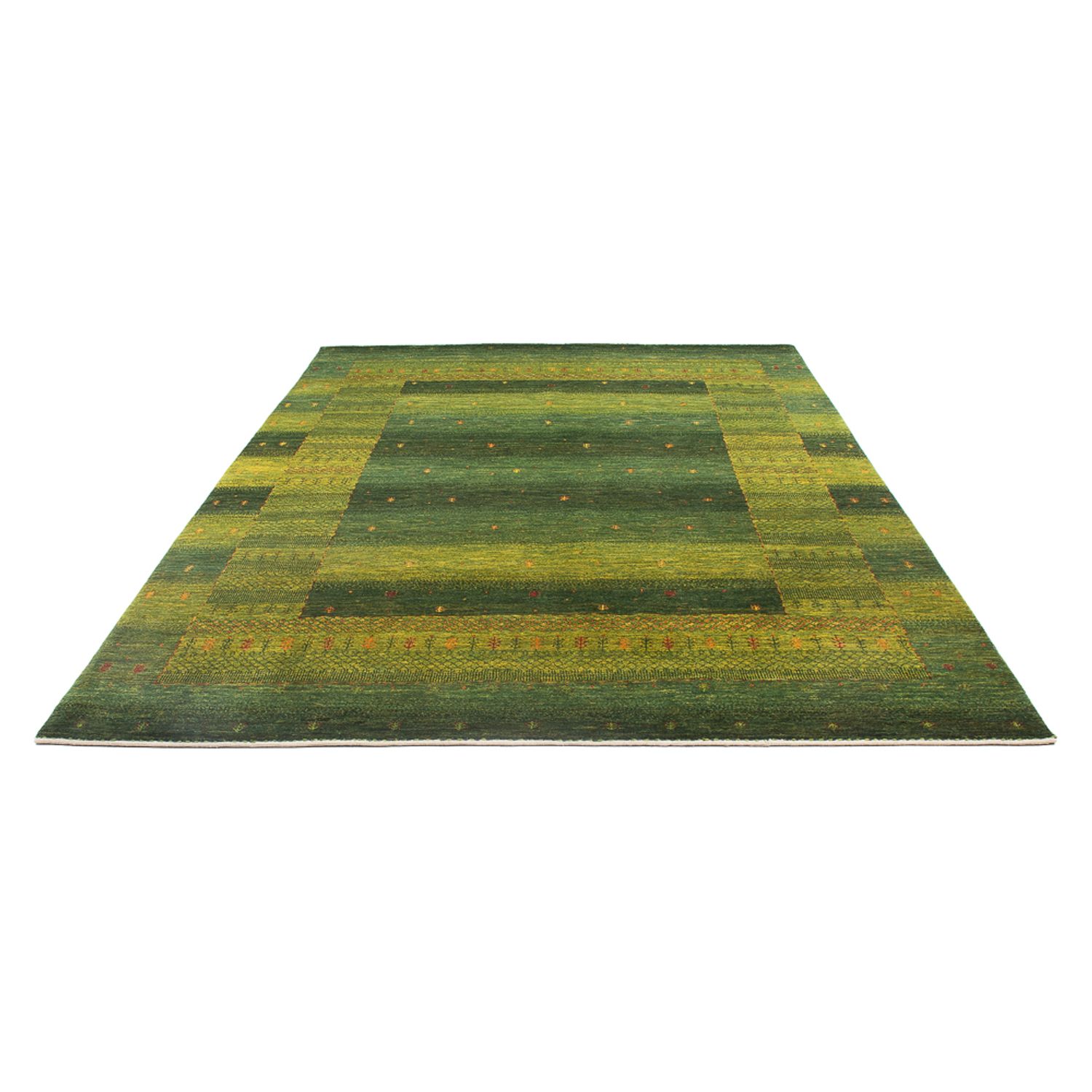 Alfombra Gabbeh - Loribaft Persa - 297 x 200 cm - verde oscuro