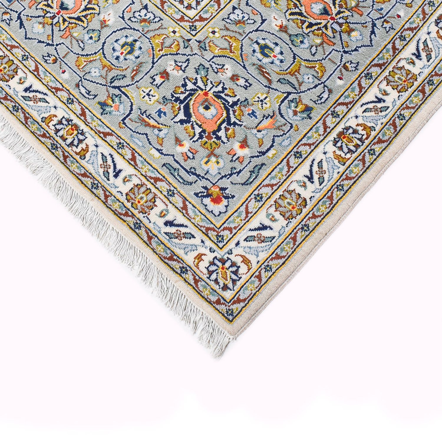 Alfombra persa - Keshan - Real - 332 x 248 cm - gris claro