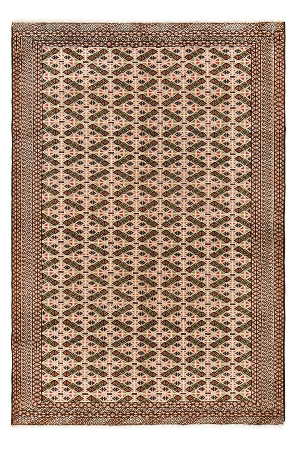 Turkaman tapijt - 193 x 130 cm - donker beige