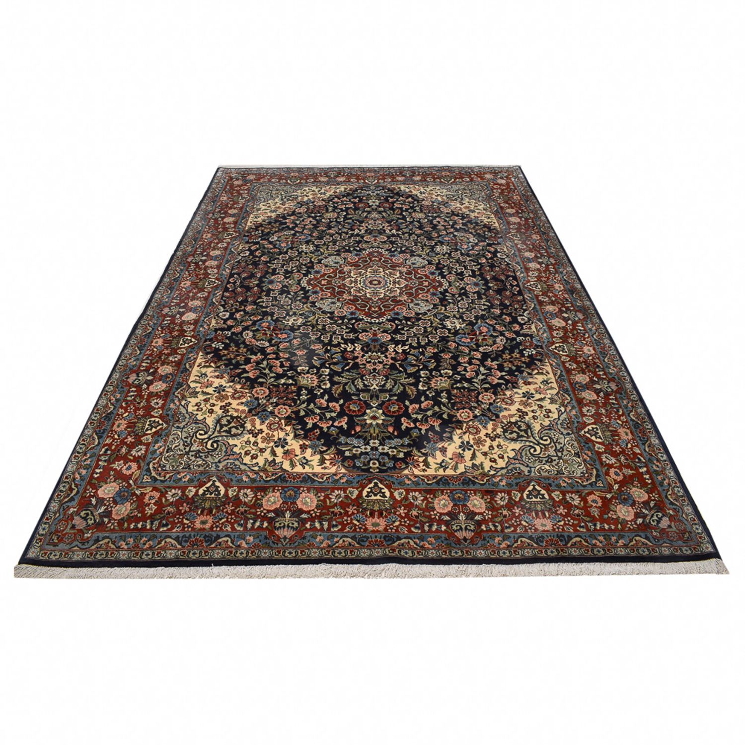 Tapis persan - Keshan - 315 x 220 cm - bleu foncé