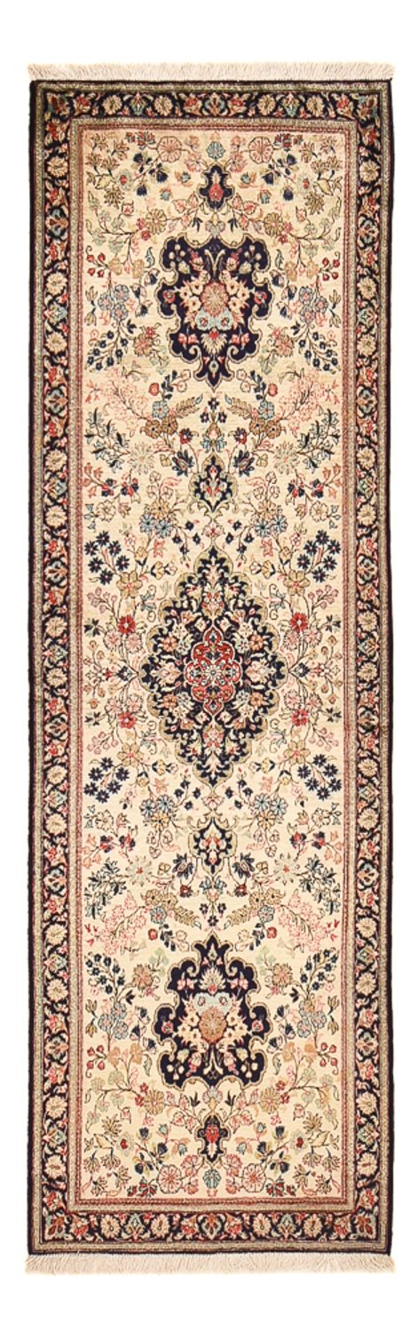 Runner Hedvábný koberec - Ghom Silk - Premium - 222 x 69 cm - krémová