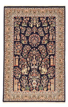 Tapis persan - Ghom - Royal - 200 x 130 cm - bleu foncé