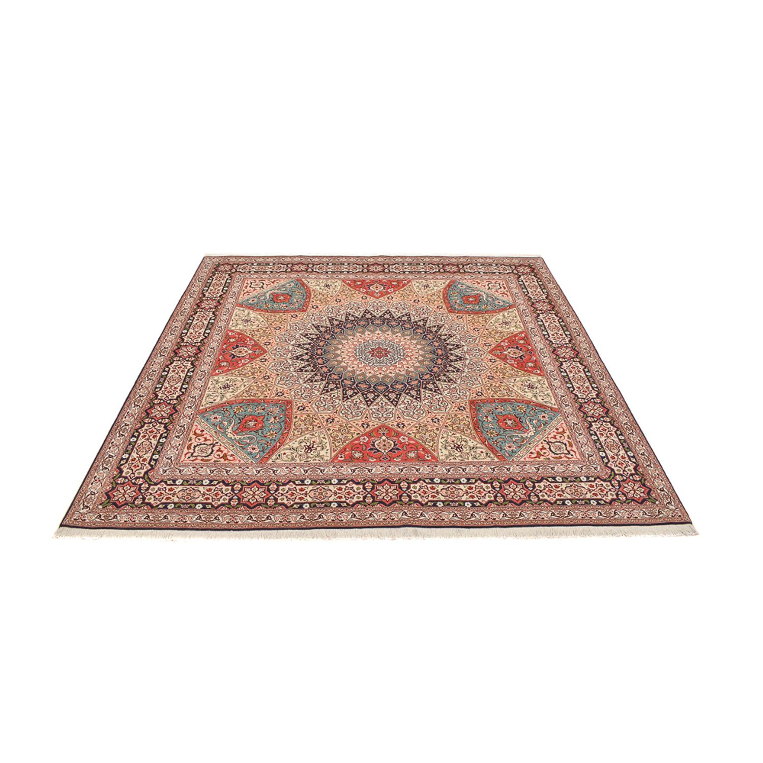 Tappeto Persero - Tabriz - Reale quadrato  - 253 x 251 cm - beige scuro