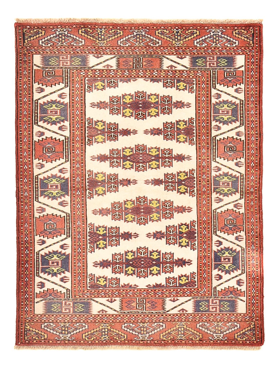 Alfombra Turkaman - 120 x 92 cm - rojo claro