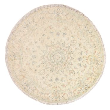 Dywan perski - Tabriz - Premium okrągły  - 250 x 250 cm - beżowy