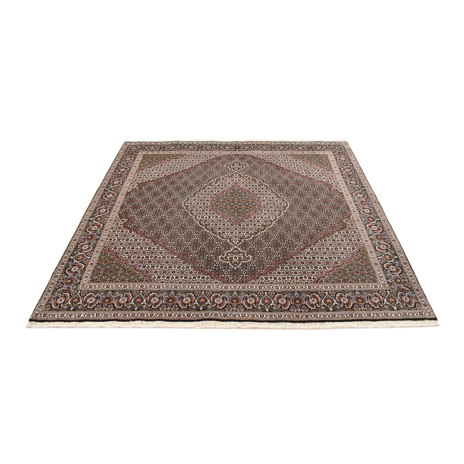 Tappeto Persero - Tabriz - Reale quadrato  - 200 x 197 cm - marrone