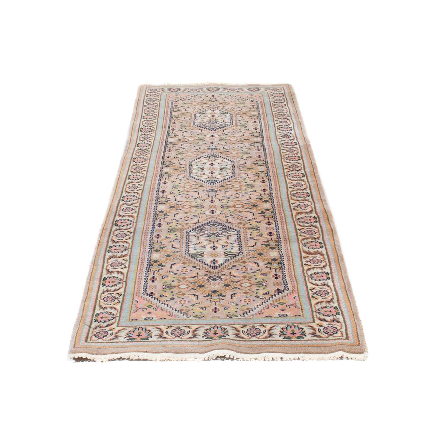 Biegacz Orientalny dywan - Bijar - Indus - 260 x 80 cm - jasny beż