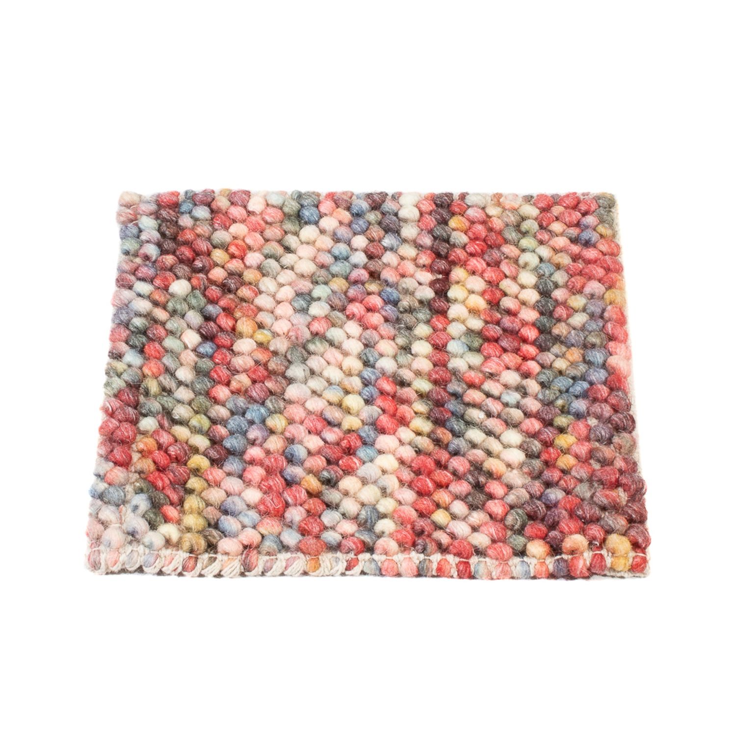 Tapis en laine carré  - 32 x 32 cm - multicolore