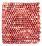 Wool Rug square  - 25 x 25 cm - light red