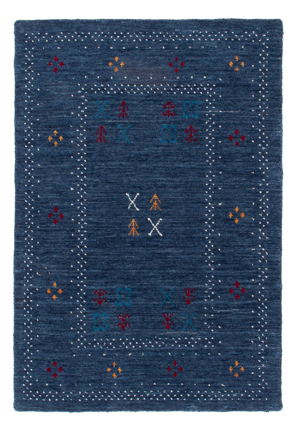 Alfombra de lana - 90 x 60 cm - azul oscuro