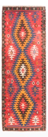 Runner Kelim Rug - Old - 430 x 155 cm - red