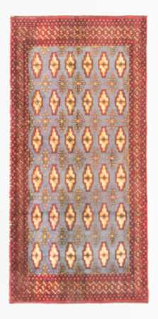 Runner Turkaman Rug - 136 x 57 cm - light blue