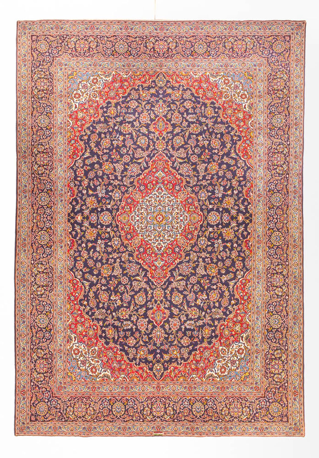 Tapis persan - Keshan - 395 x 300 cm - bleu foncé