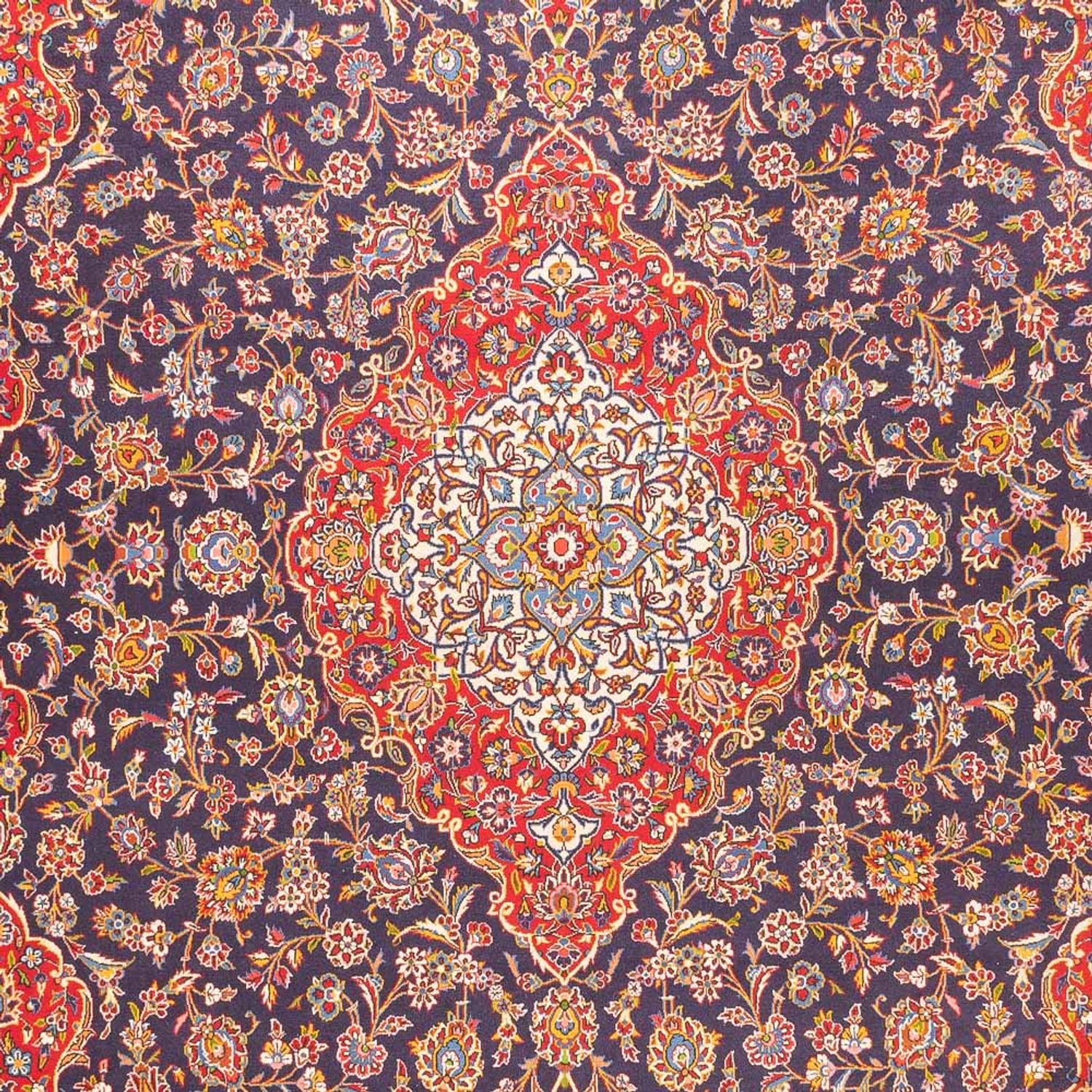 Tapis persan - Keshan - 395 x 300 cm - bleu foncé