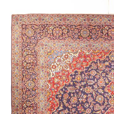 Tapis persan - Keshan - 395 x 300 cm - bleu foncé