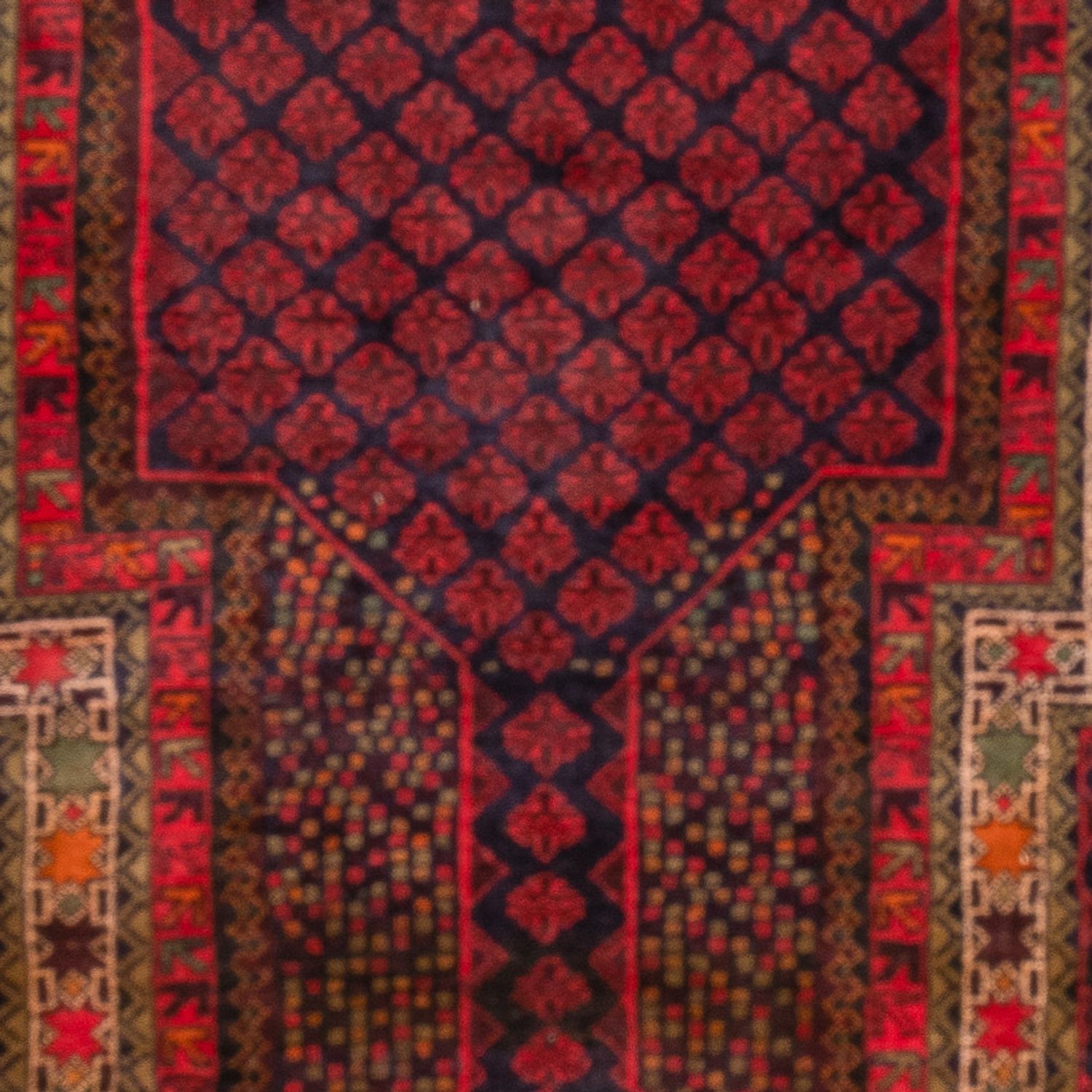 Belutsch Rug square  - 200 x 200 cm - dark red