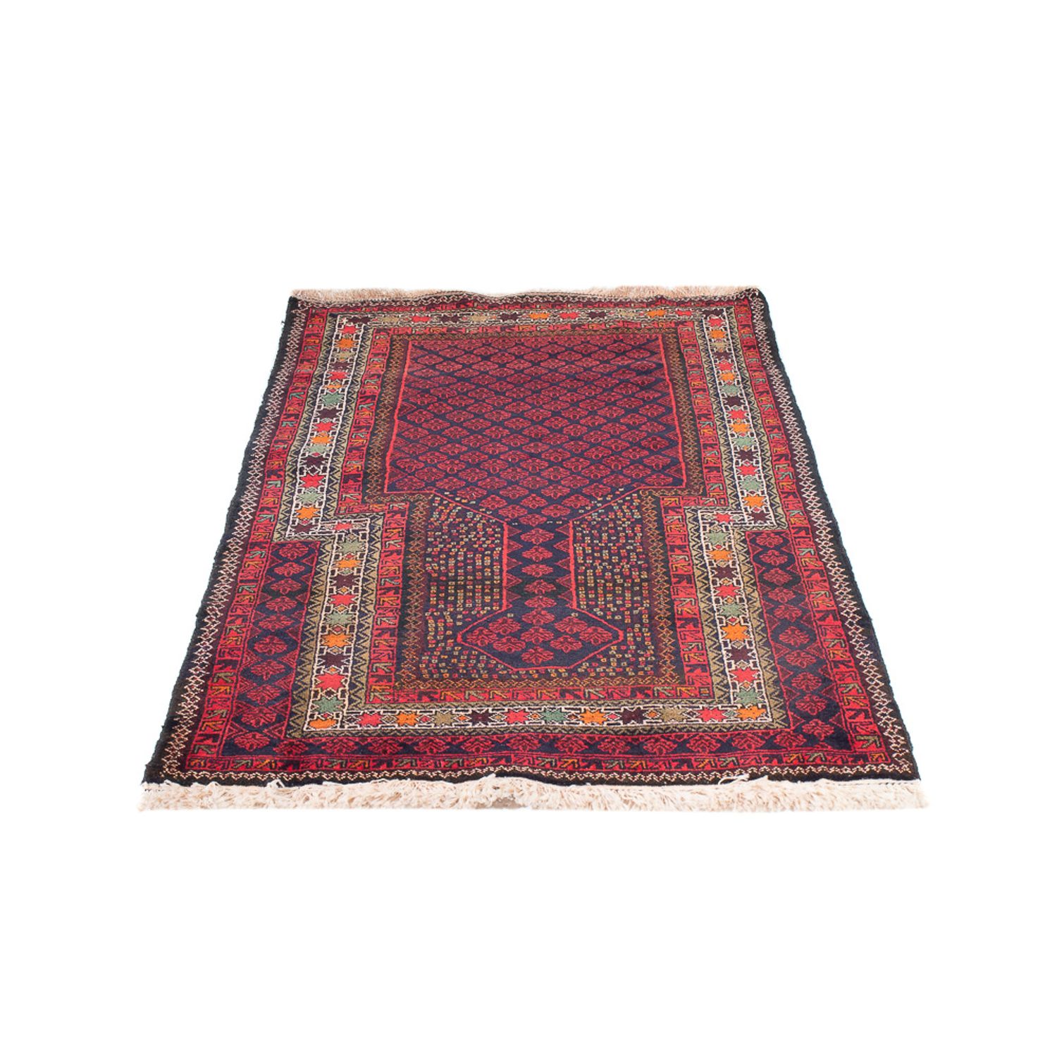 Belutsch Rug square  - 200 x 200 cm - dark red