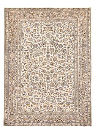 Persisk tæppe - Keshan - 382 x 275 cm - lys beige