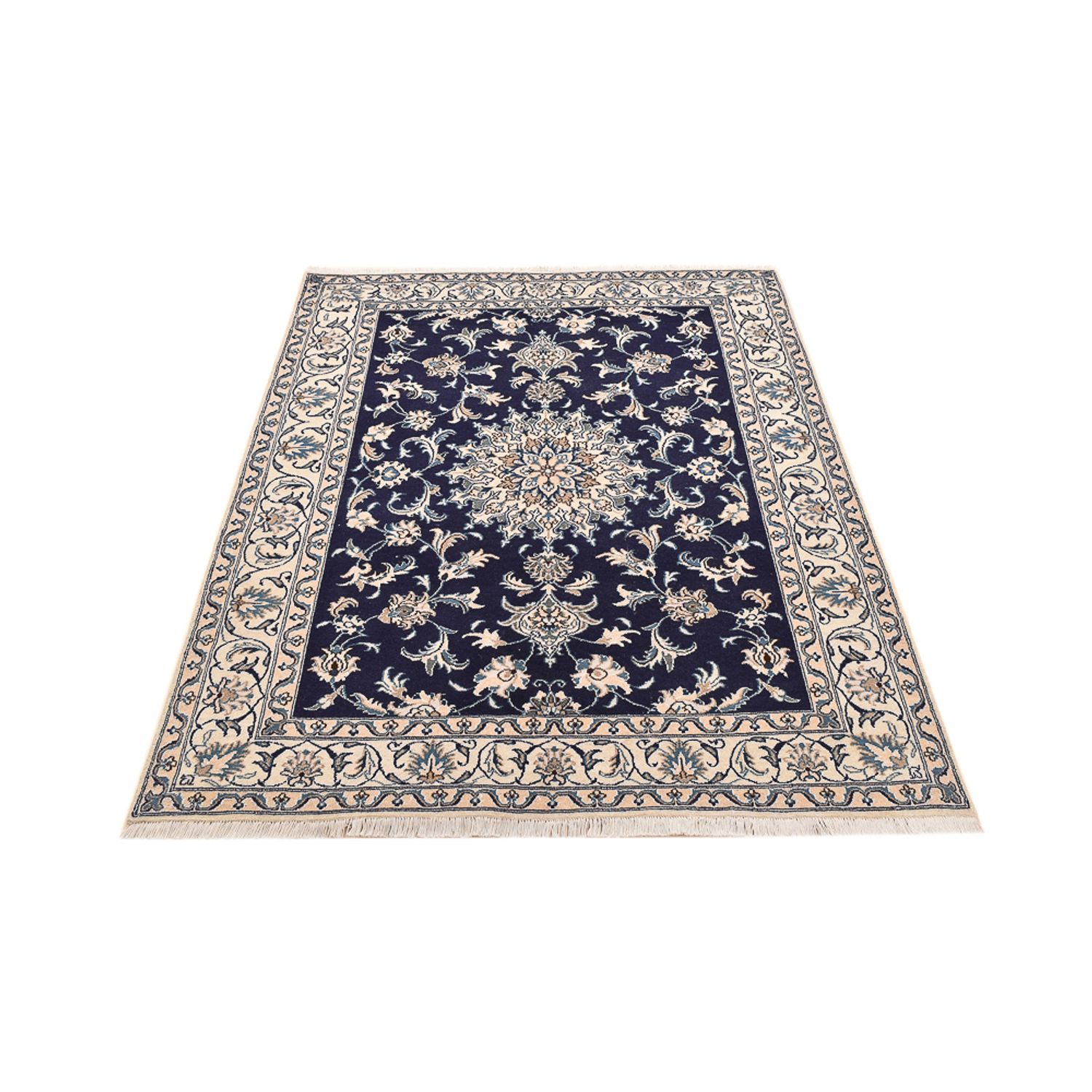 Tapis persan - Nain - 194 x 146 cm - bleu foncé