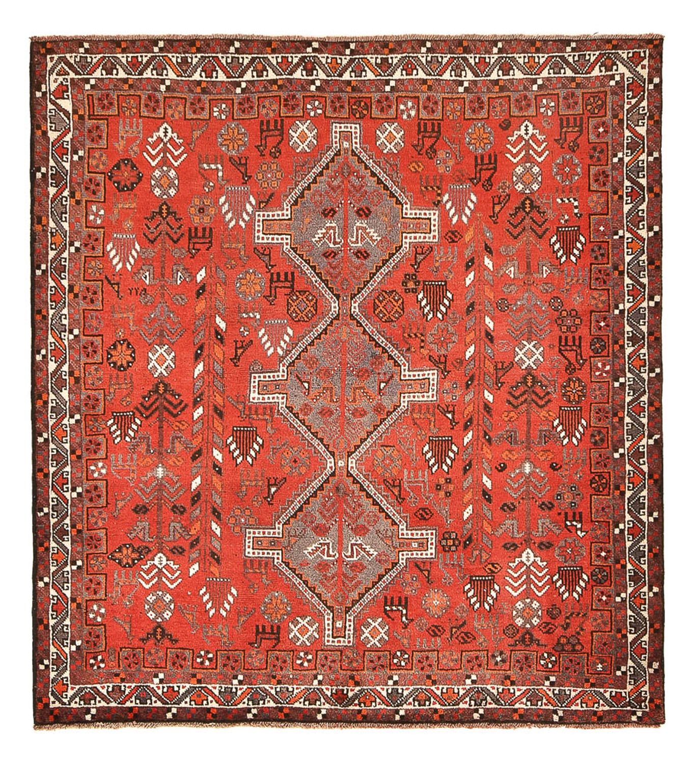 Perserteppich - Nomadic quadratisch  - 184 x 165 cm - rot