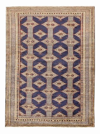 Turkaman tapijt - 136 x 101 cm - donkerblauw