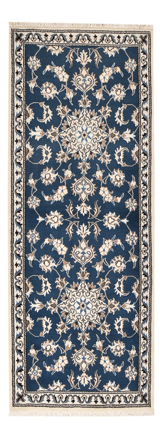 Tapis de couloir Tapis persan - Nain - 195 x 77 cm - bleu de mer