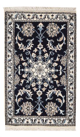 Alfombra persa - Nain - 90 x 55 cm - azul oscuro