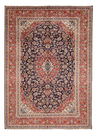 Tapis persan - Keshan - 407 x 296 cm - bleu foncé