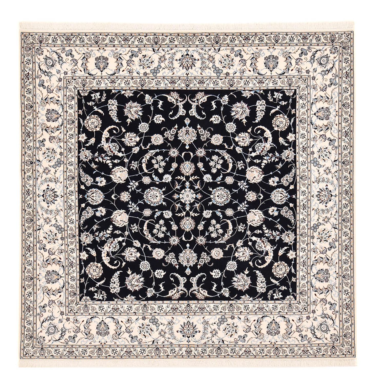 Tapis persan - Nain - Premium carré  - 246 x 250 cm - bleu foncé