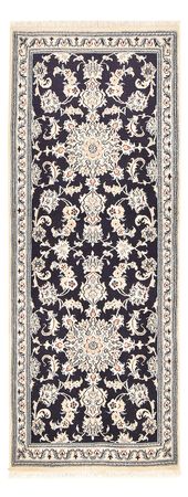 Tapis de couloir Tapis persan - Nain - 206 x 77 cm - bleu foncé