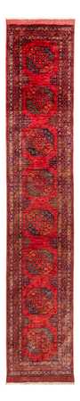 Loper Afghaans tapijt - 395 x 76 cm - rood