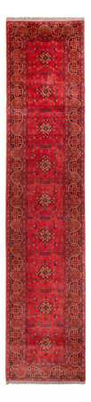 Loper Afghaans tapijt - Kunduz - 395 x 80 cm - rood