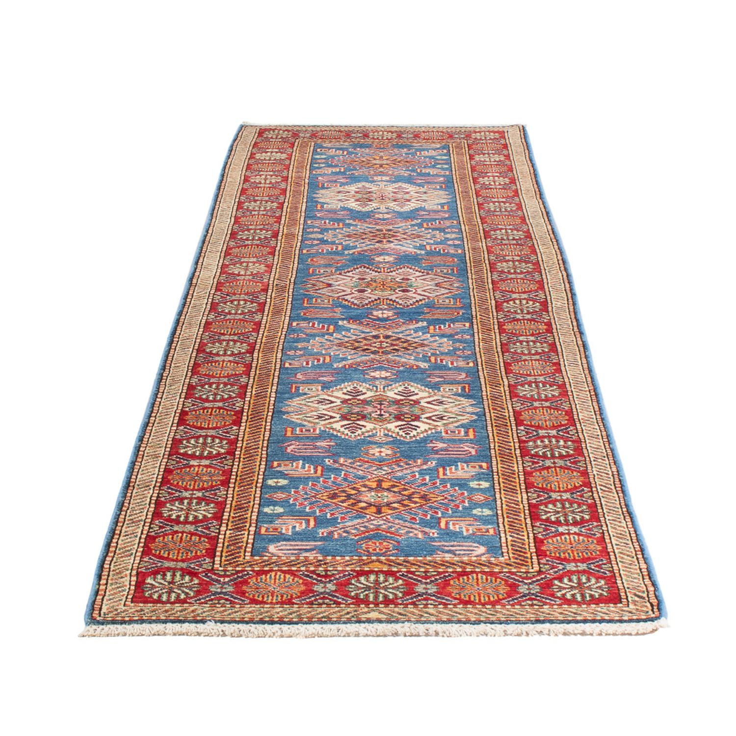 Tapis de couloir Tapis Ziegler - Kazak - 306 x 79 cm - bleu