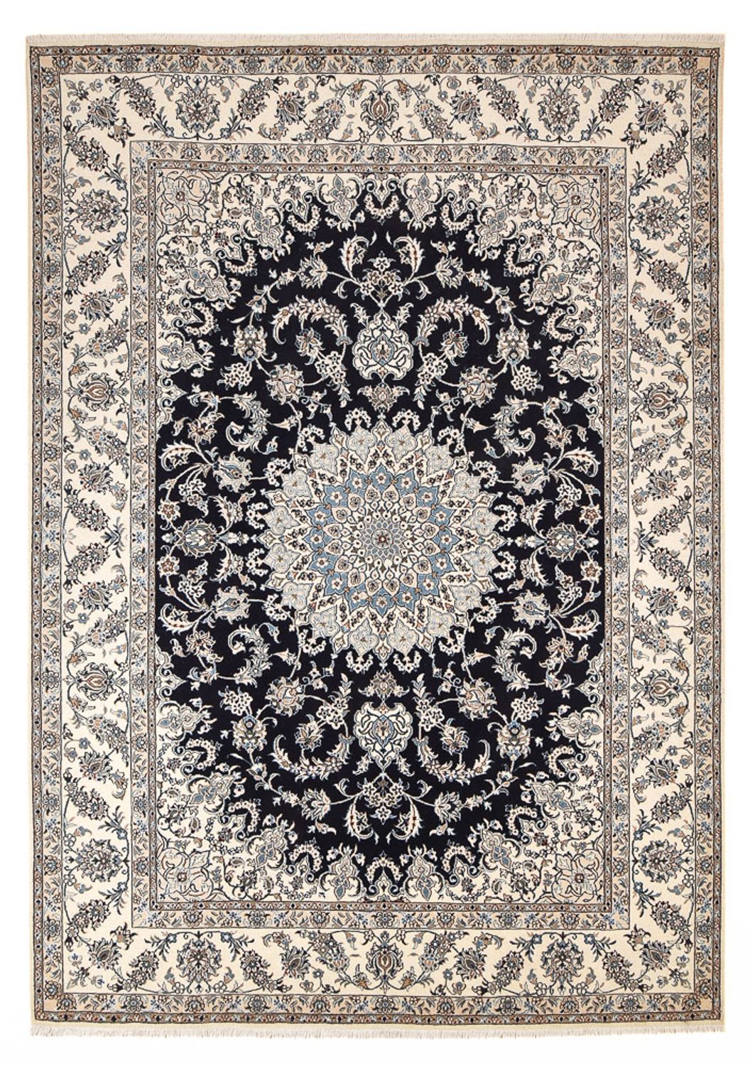 Tapis persan - Nain - 355 x 284 cm - bleu foncé