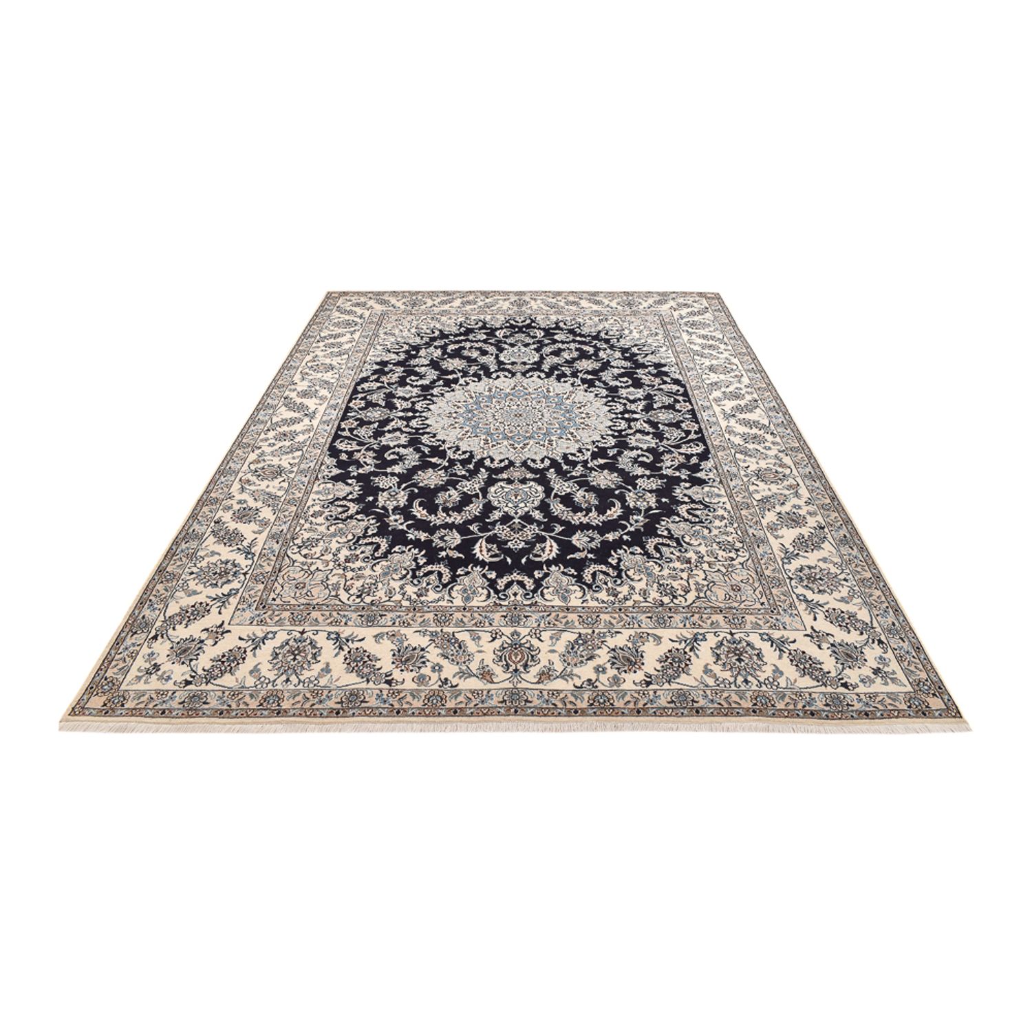 Tapis persan - Nain - 355 x 284 cm - bleu foncé