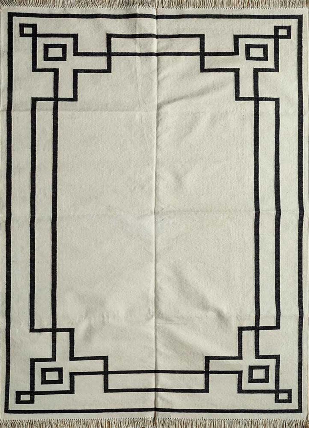 Alfombra Kelim - Tendencia - 180 x 120 cm - blanco y negro