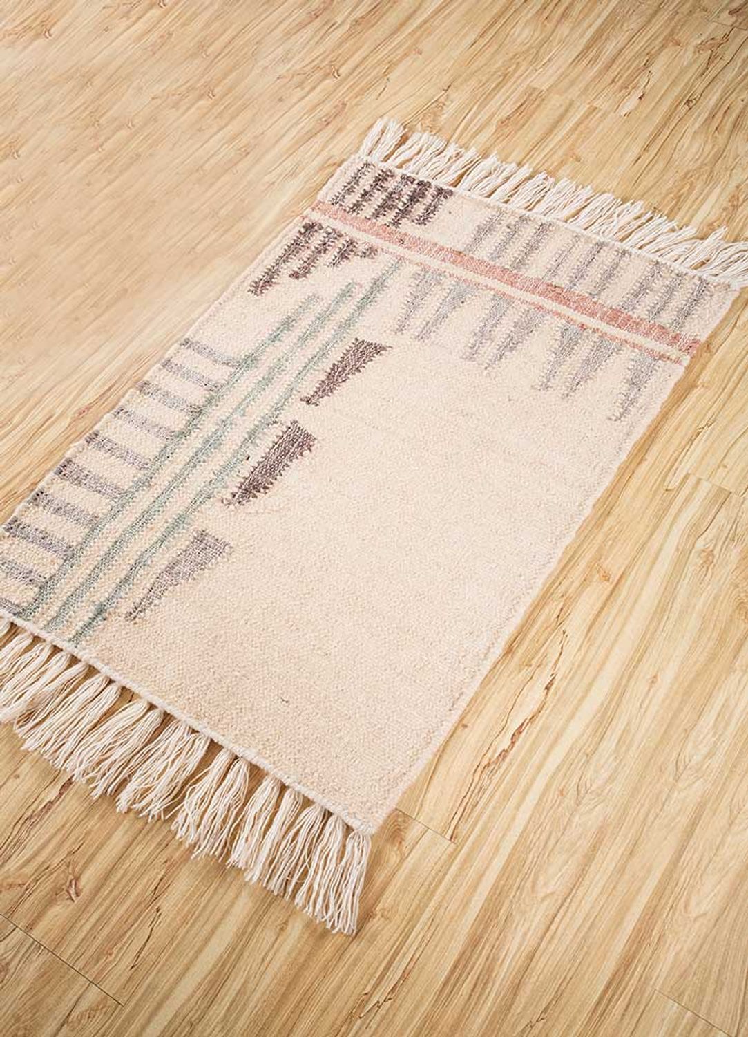 Wollen tapijt - 90 x 60 cm - beige