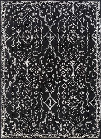 Alfombra de lana - 240 x 150 cm - blanco y negro