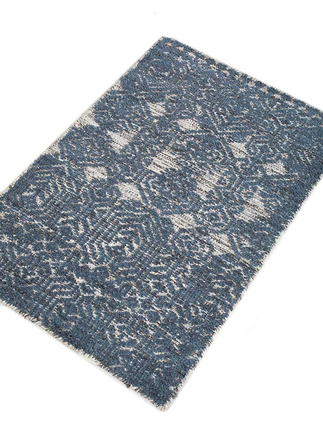 Alfombra de lana - 90 x 60 cm - azul marino