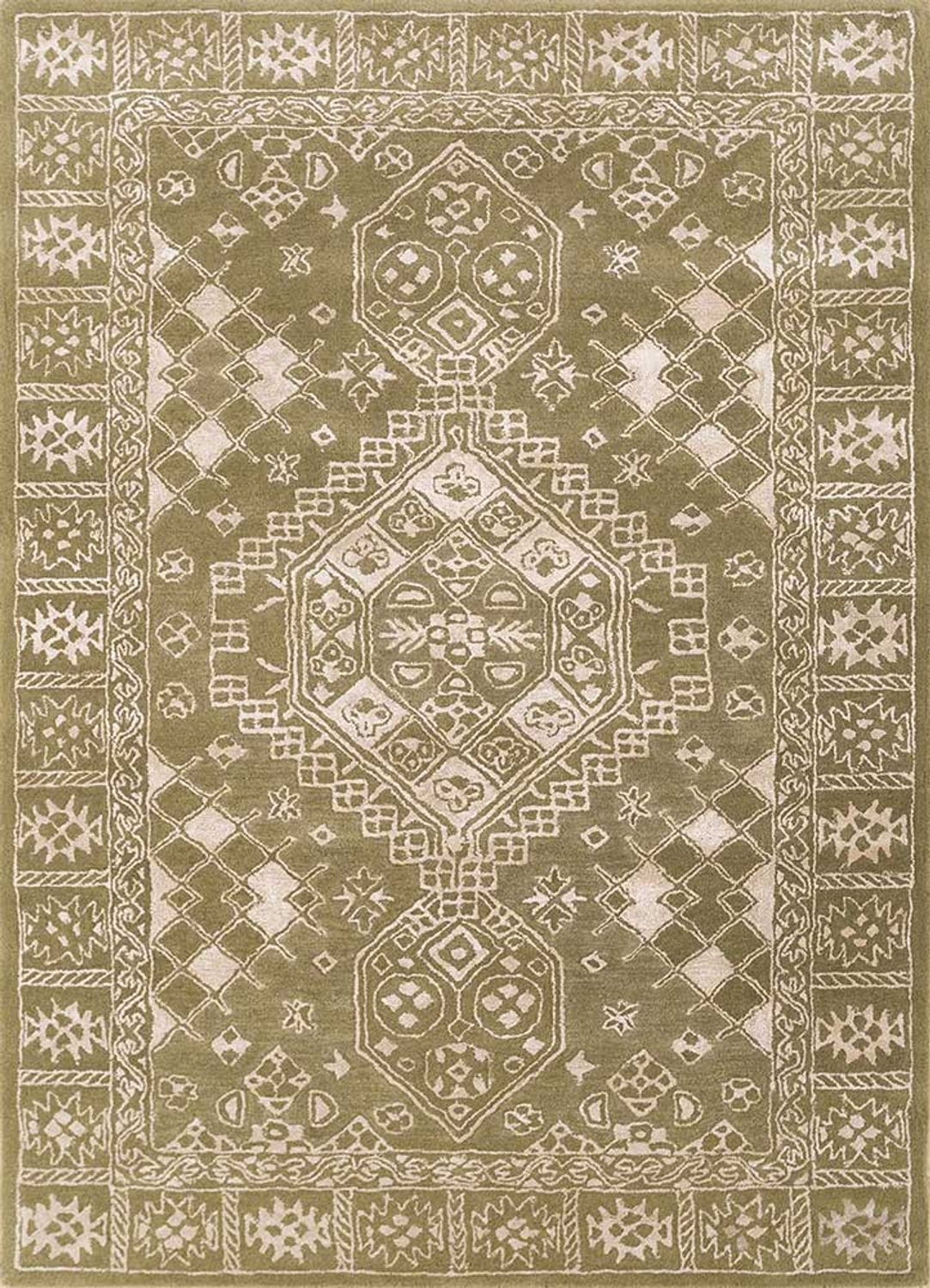 Alfombra de lana - 240 x 150 cm - verde oliva