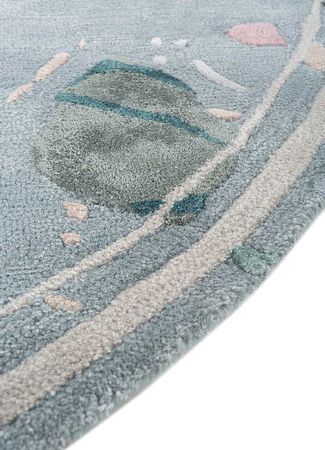 Ullteppe rundt  - 180 x 180 cm - lyseblå