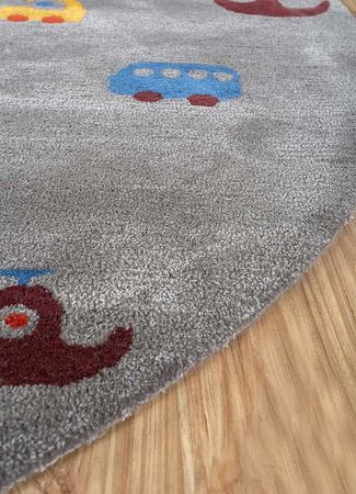 Tapete de lã ronda  - 180 x 180 cm - multicolorido