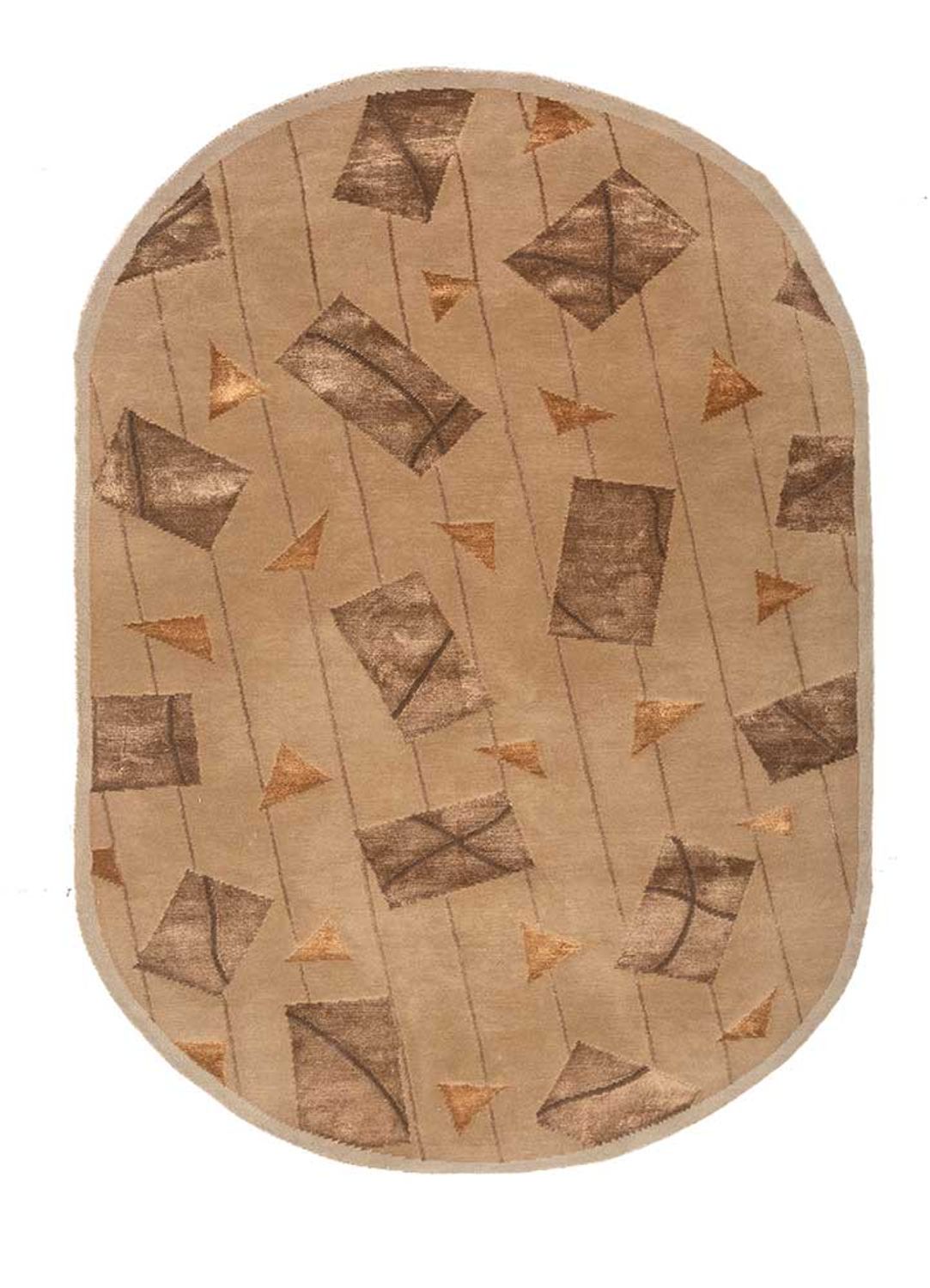 Wollteppich oval  - 240 x 150 cm - beige