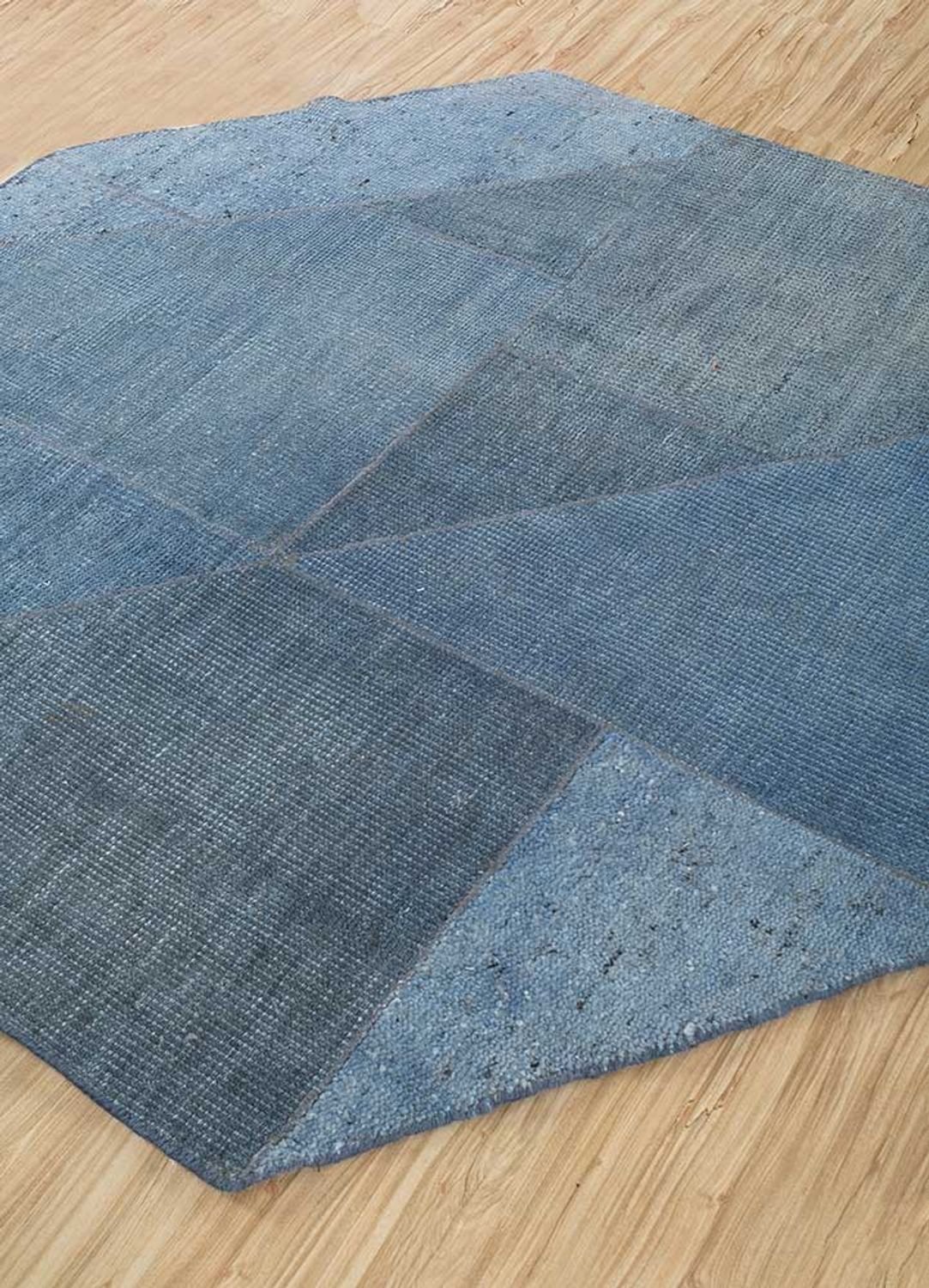 Tapis en laine originale  - 180 x 180 cm - bleu