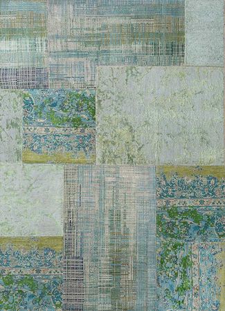 Patchwork Teppich - 210 x 180 cm - blau